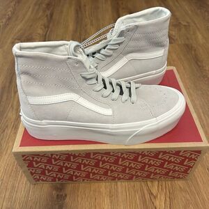 VANS Sk8-hi top gray suede platform lace up shoes sneakers women's 8.5 new